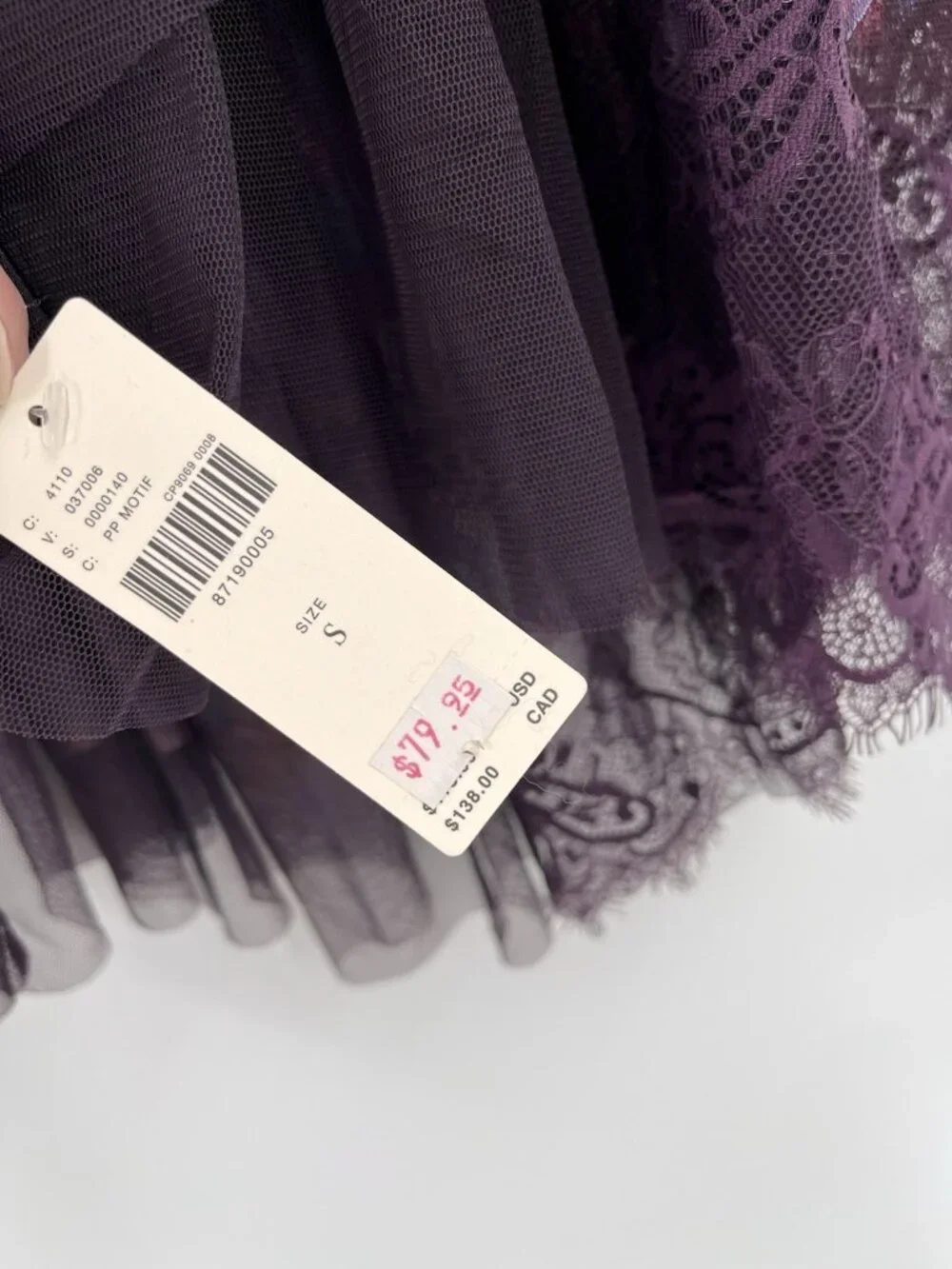 BY ANTHROPOLOGIE Womens Purple Abstract Tulle Ruffle Tie Back Top NWT Small - Picture 5 of 8